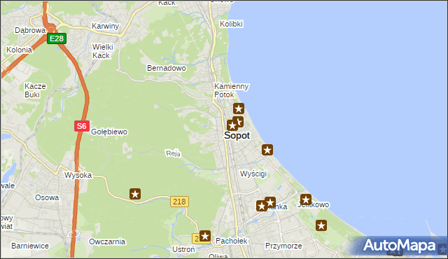 mapa Sopotu, Sopot na mapie Targeo