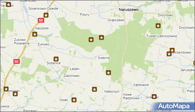 mapa Srebrna gmina Naruszewo, Srebrna gmina Naruszewo na mapie Targeo