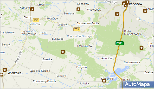 mapa Stanisławów gmina Skaryszew, Stanisławów gmina Skaryszew na mapie Targeo