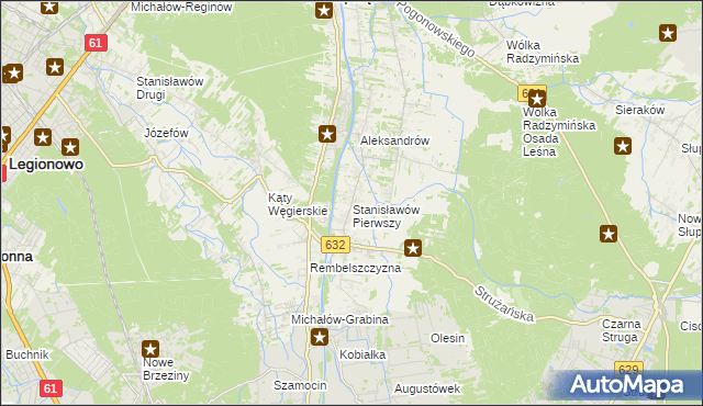 mapa Stanisławów Pierwszy gmina Nieporęt, Stanisławów Pierwszy gmina Nieporęt na mapie Targeo