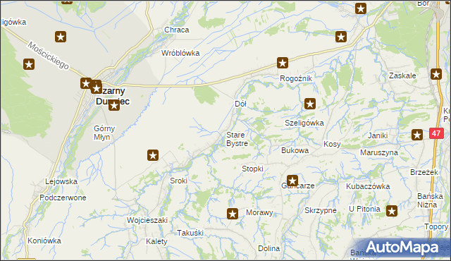 mapa Stare Bystre, Stare Bystre na mapie Targeo