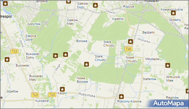mapa Stare Chrusty gmina Rokiciny, Stare Chrusty gmina Rokiciny na mapie Targeo