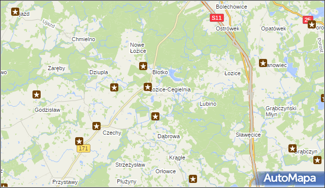 mapa Stare Łozice, Stare Łozice na mapie Targeo