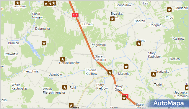 mapa Stare Siekluki, Stare Siekluki na mapie Targeo