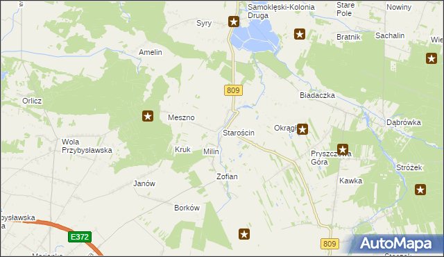 mapa Starościn gmina Kamionka, Starościn gmina Kamionka na mapie Targeo