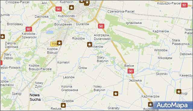 mapa Stary Białynin, Stary Białynin na mapie Targeo