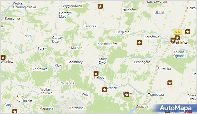 mapa Stary Dwór gmina Wierzbno, Stary Dwór gmina Wierzbno na mapie Targeo