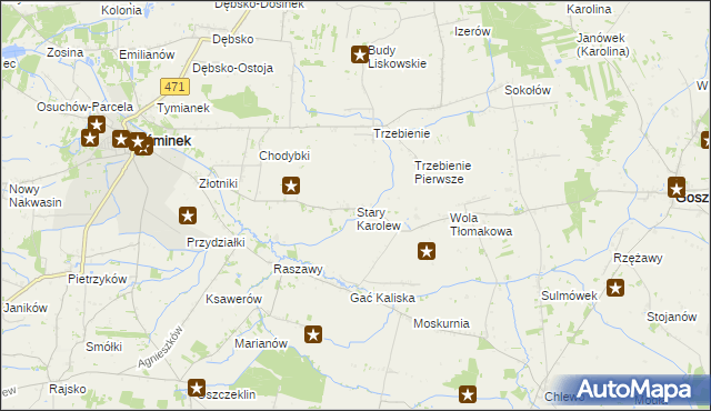 mapa Stary Karolew, Stary Karolew na mapie Targeo