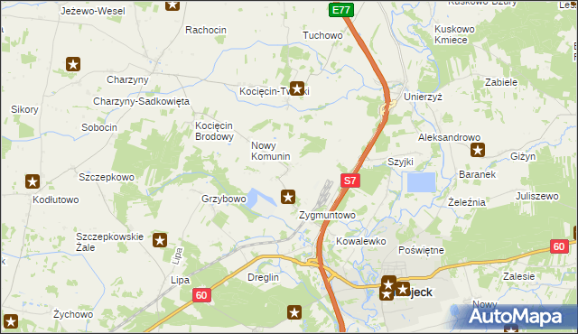 mapa Stary Komunin, Stary Komunin na mapie Targeo