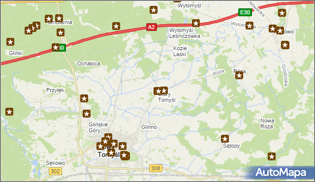 mapa Stary Tomyśl, Stary Tomyśl na mapie Targeo