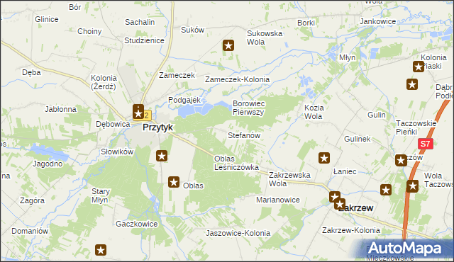 mapa Stefanów gmina Przytyk, Stefanów gmina Przytyk na mapie Targeo