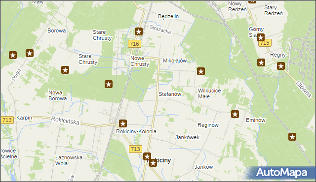 mapa Stefanów gmina Rokiciny, Stefanów gmina Rokiciny na mapie Targeo