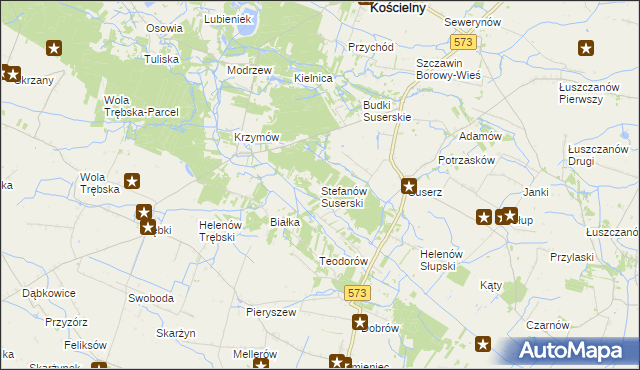 mapa Stefanów Suserski, Stefanów Suserski na mapie Targeo
