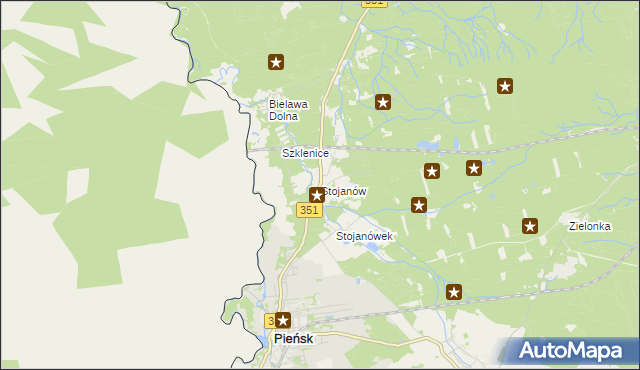 mapa Stojanów gmina Pieńsk, Stojanów gmina Pieńsk na mapie Targeo