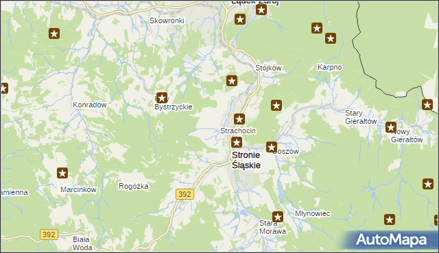 mapa Strachocin gmina Stronie Śląskie, Strachocin gmina Stronie Śląskie na mapie Targeo
