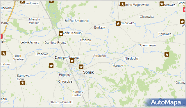 mapa Strusinek, Strusinek na mapie Targeo