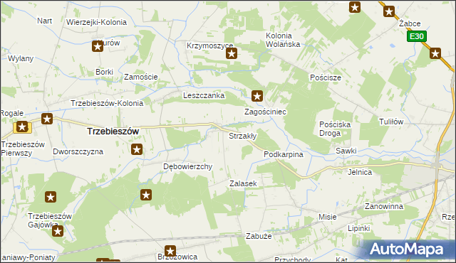 mapa Strzakły, Strzakły na mapie Targeo