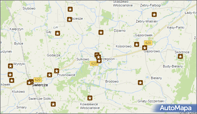 mapa Strzegocin gmina Świercze, Strzegocin gmina Świercze na mapie Targeo