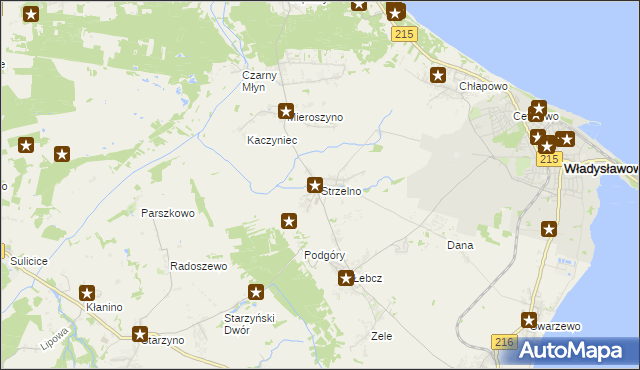 mapa Strzelno gmina Puck, Strzelno gmina Puck na mapie Targeo
