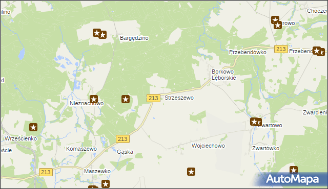 mapa Strzeszewo gmina Wicko, Strzeszewo gmina Wicko na mapie Targeo