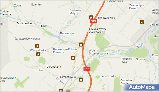 mapa Strzeszkowice Duże, Strzeszkowice Duże na mapie Targeo