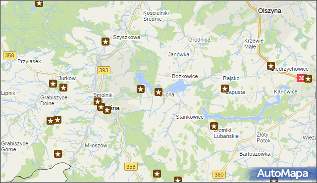 mapa Sucha gmina Leśna, Sucha gmina Leśna na mapie Targeo