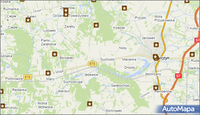 mapa Suchodół gmina Tarczyn, Suchodół gmina Tarczyn na mapie Targeo