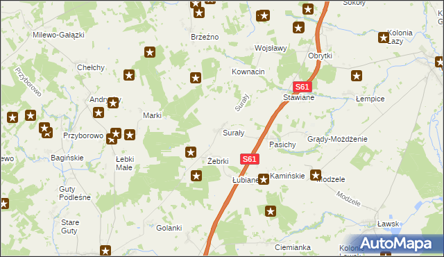 mapa Surały, Surały na mapie Targeo