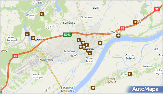 mapa Świecie, Świecie na mapie Targeo