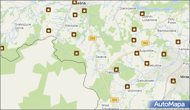 mapa Świecie gmina Leśna, Świecie gmina Leśna na mapie Targeo
