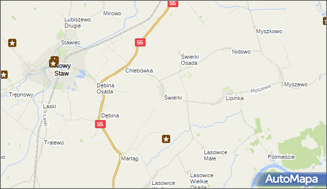 mapa Świerki gmina Nowy Staw, Świerki gmina Nowy Staw na mapie Targeo