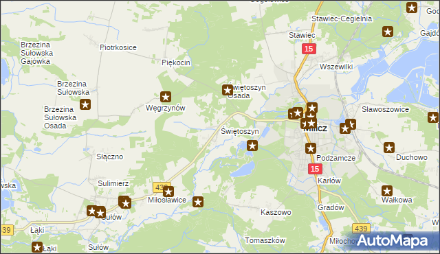 mapa Świętoszyn, Świętoszyn na mapie Targeo