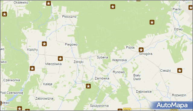 mapa Syberia gmina Lubowidz, Syberia gmina Lubowidz na mapie Targeo