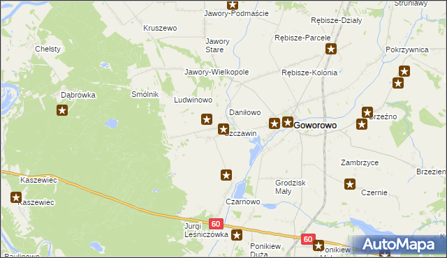 mapa Szczawin gmina Goworowo, Szczawin gmina Goworowo na mapie Targeo