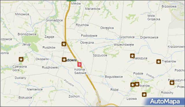 mapa Szczucice, Szczucice na mapie Targeo