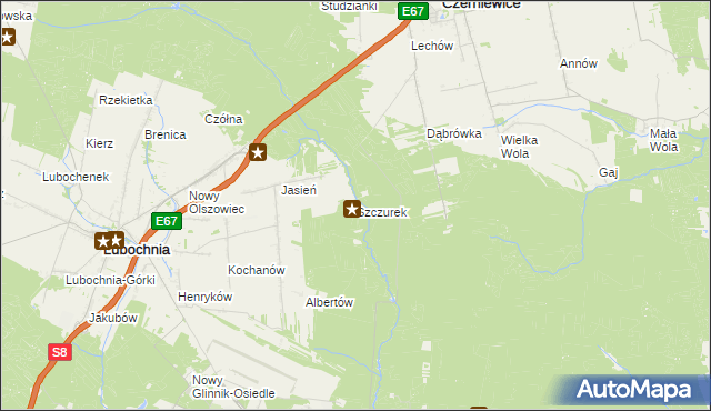 mapa Szczurek, Szczurek na mapie Targeo