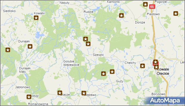 mapa Szeszki gmina Kowale Oleckie, Szeszki gmina Kowale Oleckie na mapie Targeo