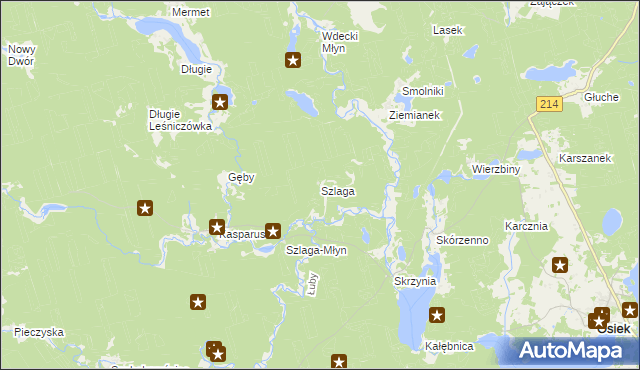 mapa Szlaga, Szlaga na mapie Targeo