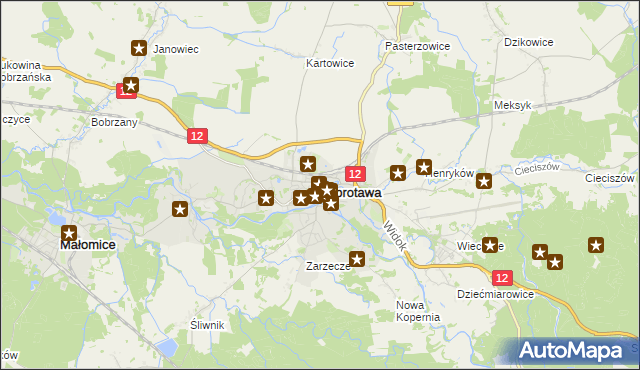 mapa Szprotawa, Szprotawa na mapie Targeo