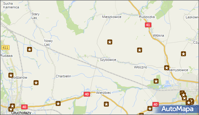 mapa Szybowice, Szybowice na mapie Targeo