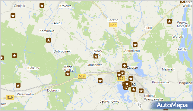 mapa Szymanowo gmina Morąg, Szymanowo gmina Morąg na mapie Targeo