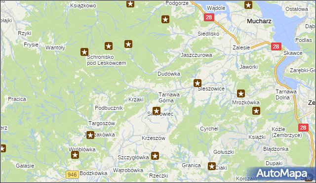 mapa Tarnawa Górna gmina Zembrzyce, Tarnawa Górna gmina Zembrzyce na mapie Targeo