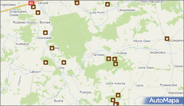 mapa Tarnowo gmina Miastkowo, Tarnowo gmina Miastkowo na mapie Targeo