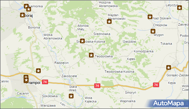 mapa Teodorówka gmina Frampol, Teodorówka gmina Frampol na mapie Targeo
