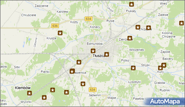mapa Tłuszcz powiat wołomiński, Tłuszcz powiat wołomiński na mapie Targeo