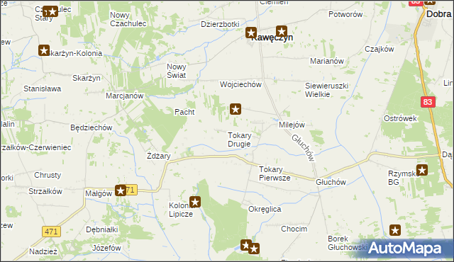 mapa Tokary Drugie, Tokary Drugie na mapie Targeo