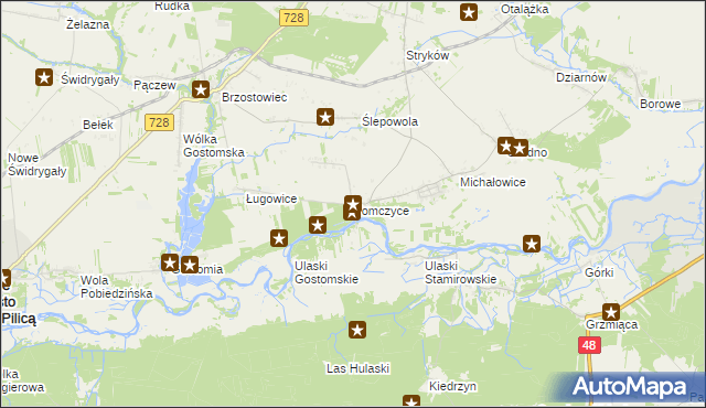 mapa Tomczyce gmina Mogielnica, Tomczyce gmina Mogielnica na mapie Targeo