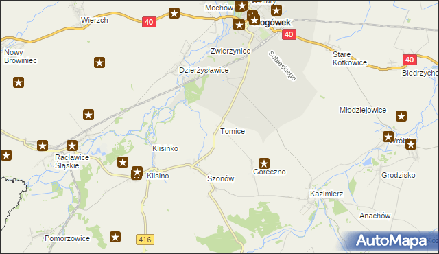 mapa Tomice gmina Głogówek, Tomice gmina Głogówek na mapie Targeo