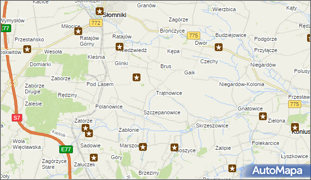 mapa Trątnowice, Trątnowice na mapie Targeo