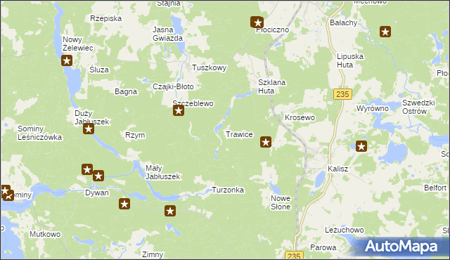 mapa Trawice, Trawice na mapie Targeo